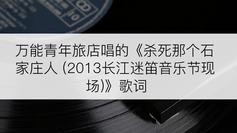 万能青年旅店唱的《杀死那个石家庄人 (2013长江迷笛音乐节现场)》歌词