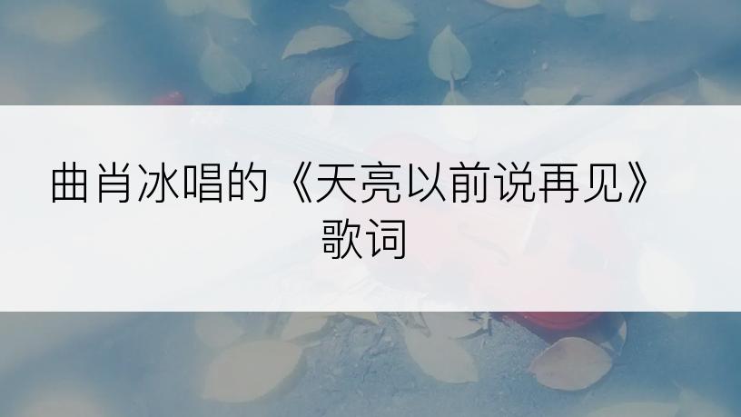 曲肖冰唱的《天亮以前说再见》歌词