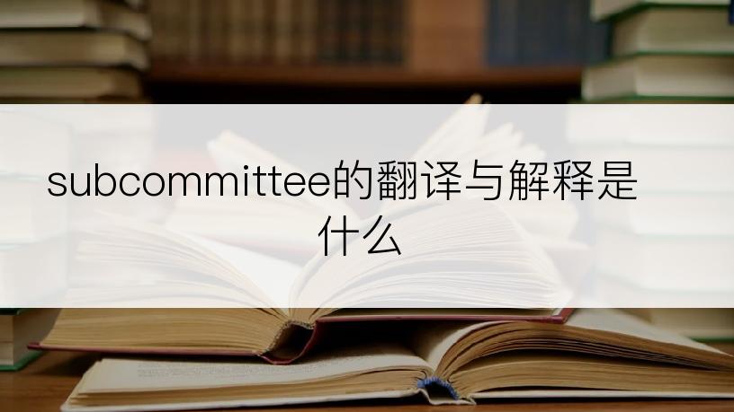 subcommittee的翻译与解释是什么