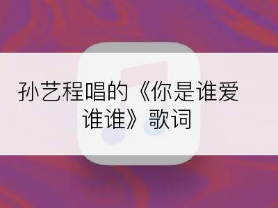 孙艺程唱的《你是谁爱谁谁》歌词