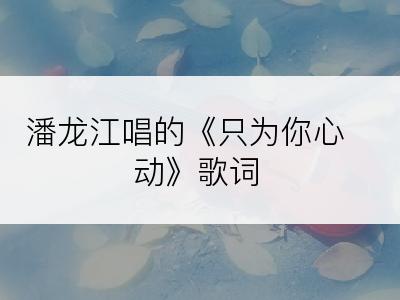 潘龙江唱的《只为你心动》歌词