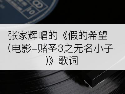 张家辉唱的《假的希望(电影-赌圣3之无名小子)》歌词