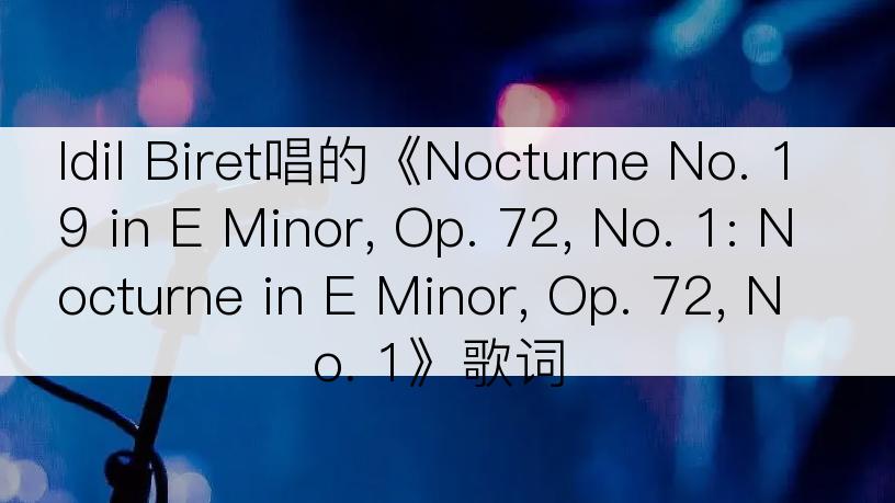 Idil Biret唱的《Nocturne No. 19 in E Minor, Op. 72, No. 1: Nocturne in E Minor, Op. 72, No. 1》歌词