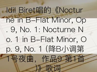 Idil Biret唱的《Nocturne in B-Flat Minor, Op. 9, No. 1: Nocturne No. 1 in B-Flat Minor, Op. 9, No. 1 (降B小调第1号夜曲，作品9 第1首)》歌词