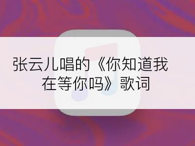 张云儿唱的《你知道我在等你吗》歌词