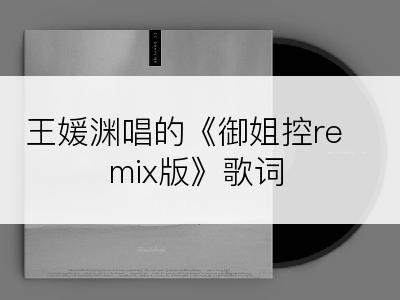 王媛渊唱的《御姐控remix版》歌词