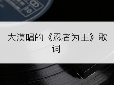 大漠唱的《忍者为王》歌词