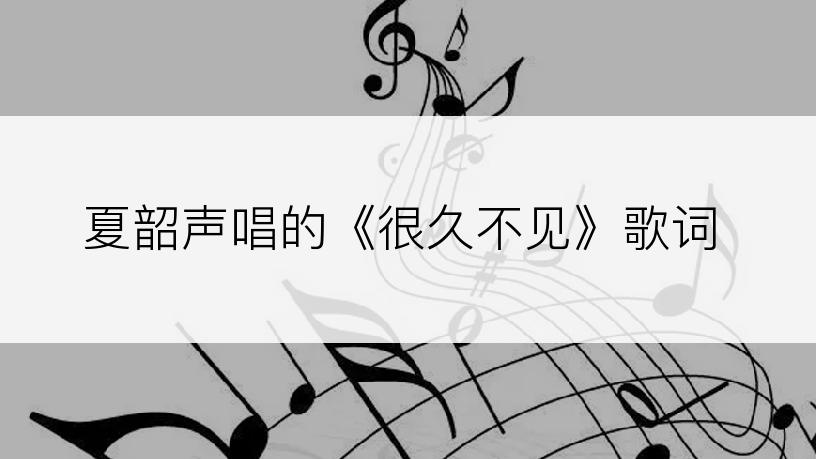 夏韶声唱的《很久不见》歌词