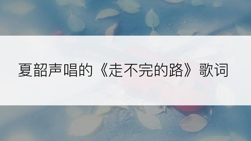 夏韶声唱的《走不完的路》歌词