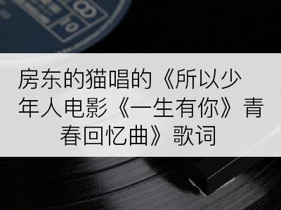 房东的猫唱的《所以少年人电影《一生有你》青春回忆曲》歌词