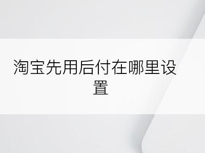 淘宝先用后付在哪里设置