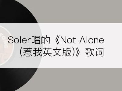 Soler唱的《Not Alone (惹我英文版)》歌词