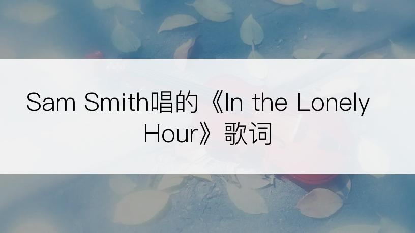 Sam Smith唱的《In the Lonely Hour》歌词