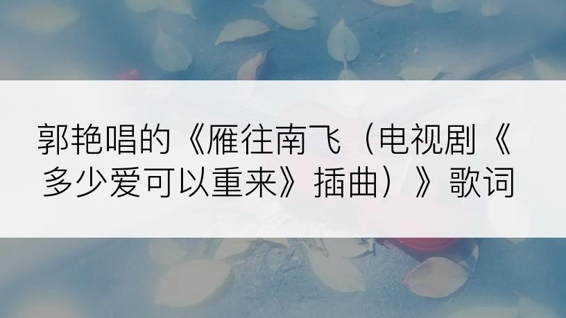 郭艳唱的《雁往南飞（电视剧《多少爱可以重来》插曲）》歌词