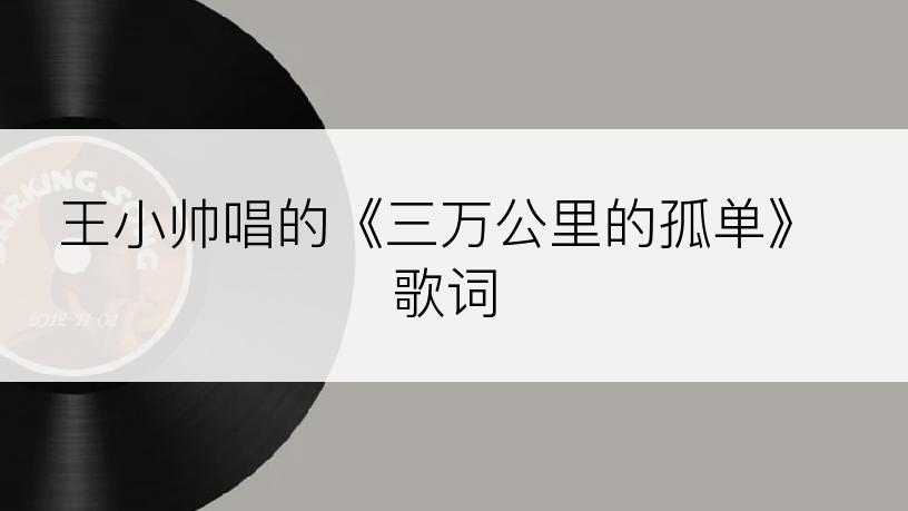 王小帅唱的《三万公里的孤单》歌词