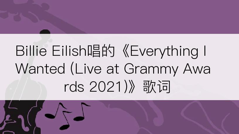 Billie Eilish唱的《Everything I Wanted (Live at Grammy Awards 2021)》歌词