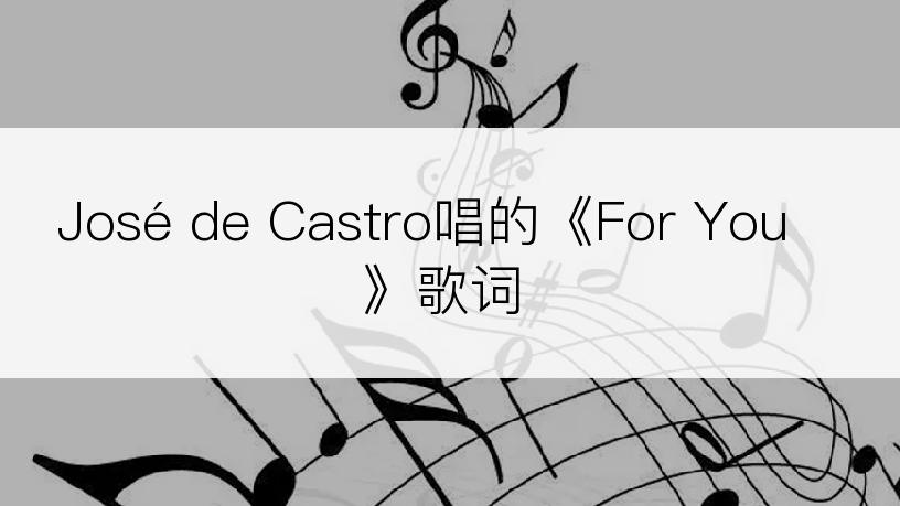 José de Castro唱的《For You》歌词