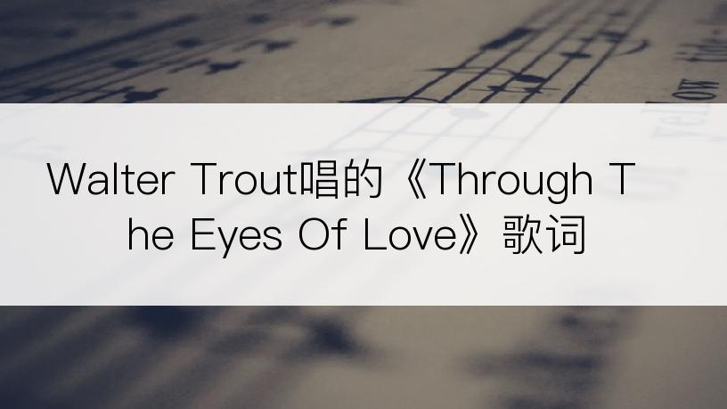 Walter Trout唱的《Through The Eyes Of Love》歌词