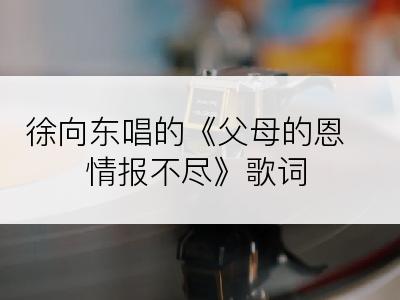 徐向东唱的《父母的恩情报不尽》歌词