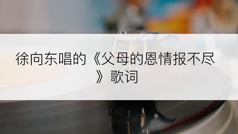 徐向东唱的《父母的恩情报不尽》歌词