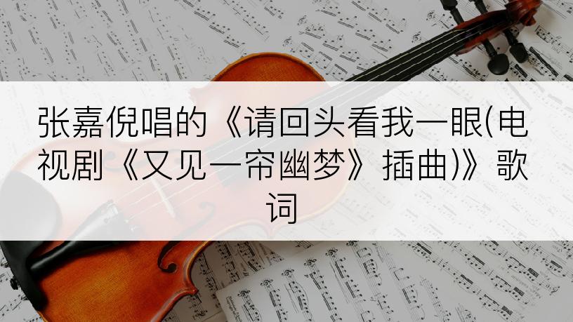 张嘉倪唱的《请回头看我一眼(电视剧《又见一帘幽梦》插曲)》歌词