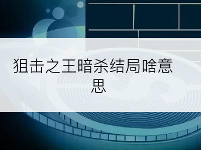 狙击之王暗杀结局啥意思