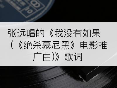 张远唱的《我没有如果 (《绝杀慕尼黑》电影推广曲)》歌词