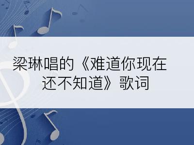 梁琳唱的《难道你现在还不知道》歌词