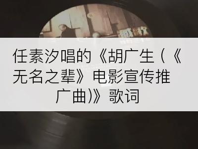 任素汐唱的《胡广生 (《无名之辈》电影宣传推广曲)》歌词