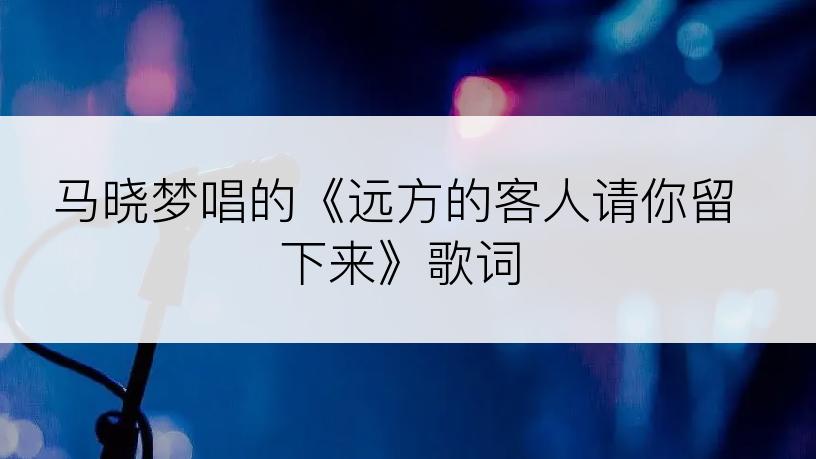 马晓梦唱的《远方的客人请你留下来》歌词