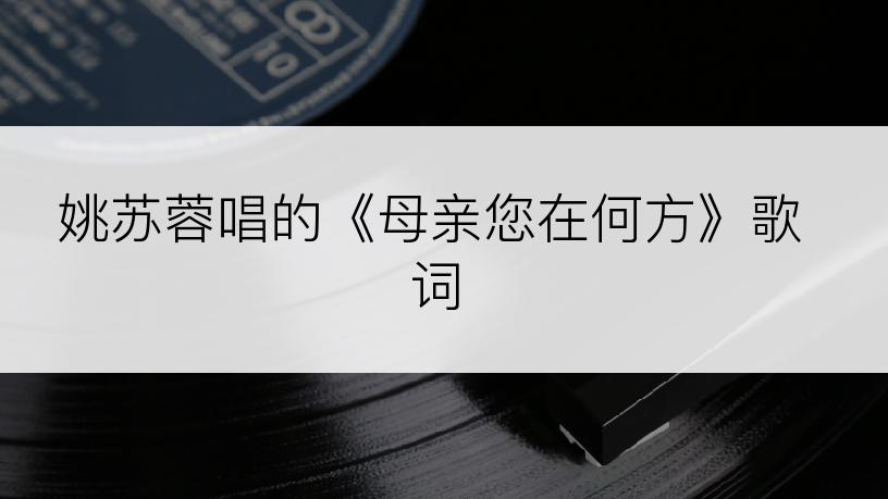 姚苏蓉唱的《母亲您在何方》歌词