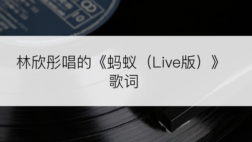 林欣彤唱的《蚂蚁（Live版）》歌词