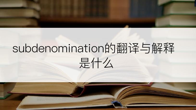 subdenomination的翻译与解释是什么