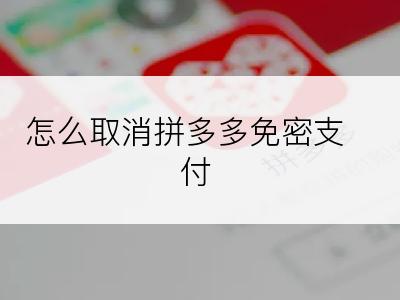 怎么取消拼多多免密支付